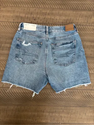 American Eagle Outfitters High-Waist Distressed Denim Shorts - Light Blue thumbnail 3