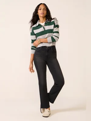 AG Brinley Mid Rise Straight Leg Dark Charcoal Black Jeans 28 thumbnail 2