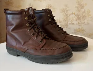 Vintage Oak Meadow brown leather moc toe outdoor lace up boots size 8M US thumbnail 1