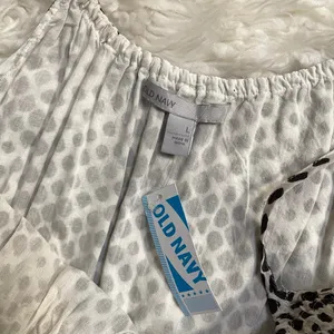 Y2k Old Navy White Brown Polka Dot Tank Top Keyhole Boho Cottagecore Summer thumbnail 5