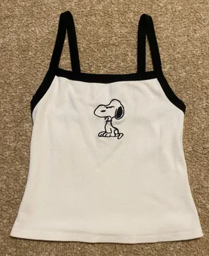 Peanuts Snoopy Y2K Tank Top White Size XS thumbnail 1