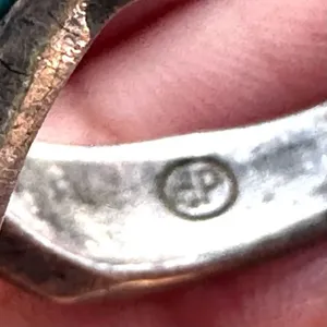 Dp Vintage Sterling Onyx and Turquoise Inlay Band ring thumbnail 6