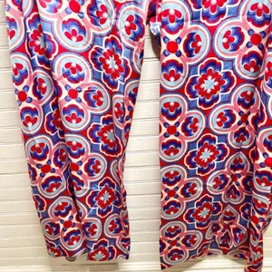 Melloday Printed Wide Leg Patterned Pocket Jumpsuit Size XL Red Blue thumbnail 10