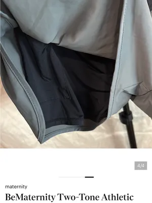 BeMaternity Two-Tone Maternity Athletic Shorts - Black and Gray thumbnail 3