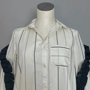 BP Ruffle Shirt Striped Button Down Juniors Size XXS White Black Avant Garde Top thumbnail 3