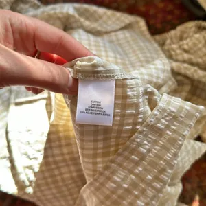 Leyden Cream Tan Gingham Ruched Detail Balloon Sleeve Western Dress thumbnail 6