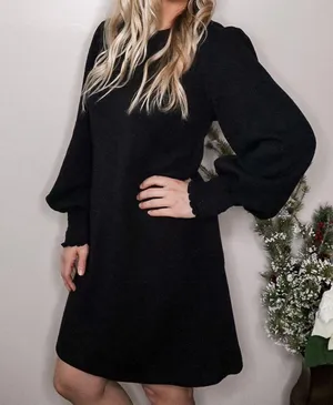 Black Long Sleeve Sweater Dress thumbnail 2
