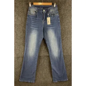 High Waisted Flare Jeans Medium Wash Distress Fade Womens Size S NEW thumbnail 2