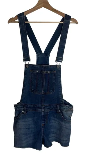 Tinseltown Denim Shortalls Women's Frayed Hem Blue Overalls Size S thumbnail 1