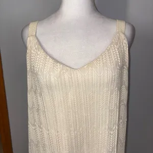 Meadow Rue Anthropologie Prespa Dress Size‎ 6 Cream Sleeveless V-Neck Textured thumbnail 4