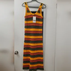 New Zara Striped Knitted Dress. Multicolor. Medium thumbnail 6
