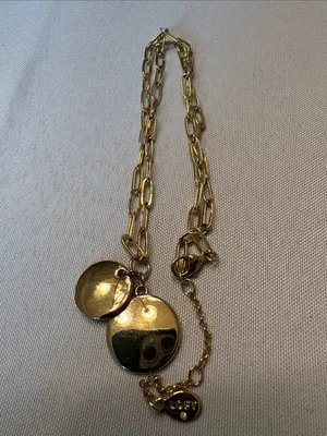 LOFT Gold-Tone Paperclip Chain Necklace with Double Disc Charms thumbnail 2