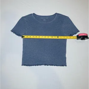 American Eagle Outfitters Women's Washed Blue Waffle Baby Tee Size Small EUC thumbnail 6
