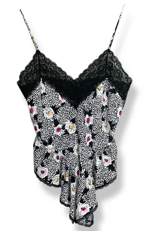 Vintage Teddy Lingerie Floral 1980s Women Lace Navy‎ White Ruffle Retro Bodysuit thumbnail 1