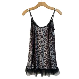 Leopard Slip Dress Lace‎ Tulle Y2K Grunge Coquette Going Out Mini M thumbnail 2