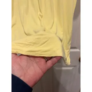H&M‎ Yellow Scoop Neck Short Sleeve Top Pom Pom Trim Gathered Bust Large thumbnail 3