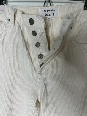 Reformation Rowan High Rise Relaxed Corduroy Pants Cream Size 25 thumbnail 8