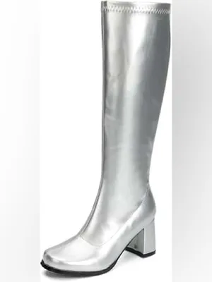 Rubies Women’s Costume Silver Patent GoGo Boots Silver Polyurethane size 10 thumbnail 2