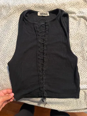 Joah brown strapped crop top thumbnail 1