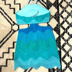 Lisa Maree Soul Chaser Dress in Ombre Blue Crochet Size M NWOT thumbnail 7