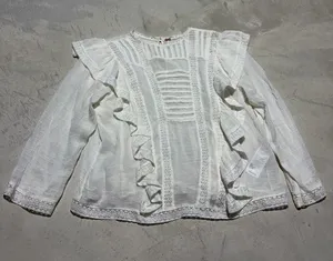 Free People Women’s White Ruffle Lace Peasant Blouse small thumbnail 1