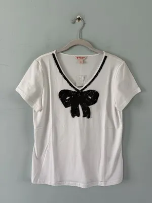 NWT Brooks Brothers Red Fleece White Black‎ Sequin Bow Short Sleeve Shirt thumbnail 2