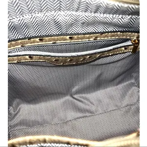 Isabella vegan leather ostrich satchel! Taupe in color with unique design! thumbnail 10