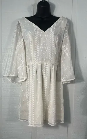 Sugar+Lips Off White Boho Lace Overlay Dress No Size EUC thumbnail 1