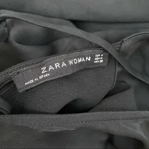 ZARA Black Criss Cross Back Satin Mini Slip Dress M thumbnail 11