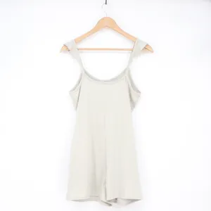 Sleeveless Ruffle Strap Romper Light Sage Green Front Pockets Size S thumbnail 3