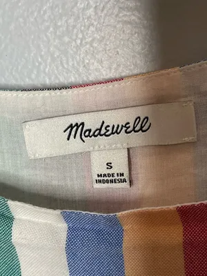Madewell Festival Stripe Square Neck Mini Dress Rainbow Babydoll Y2K Feminine S thumbnail 4