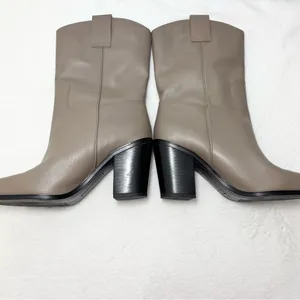 Franco Sarto‎ Taupe Leather Upper Women's Valor Mid Shaft Cowboy Boots Size 9.5 thumbnail 6