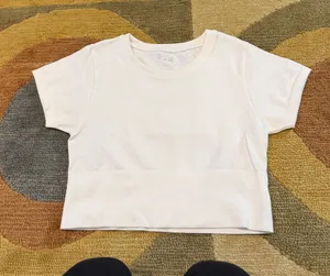 Offline by Aerie Sidewalk Seamless Crop Top White Workout Tee Shirt Size Small thumbnail 1