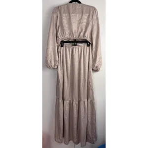 Altar'd State Champagne Satin O-Ring Cutout‎ Maxi Dress Women's Large Boho Glam thumbnail 4