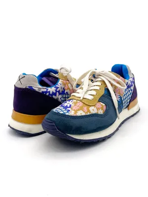 Inkkas Hendrix Jogger Sneakers Women’s Size 7 Patchwork Floral Suede Retro Shoes thumbnail 14