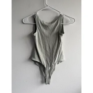 Lululemon Align Bodysuit Nulu Sage Green Scoop Neck Sleeveless Thong Back 3611‎ thumbnail 3