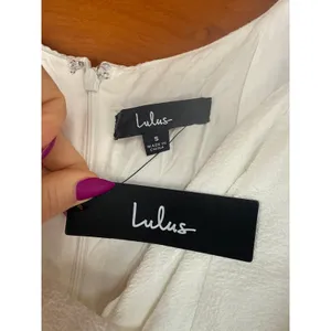 NWT Lulus Little Bit In Love White Surplice Puff Sleeve Mini Dress Cocktail Sz S thumbnail 3