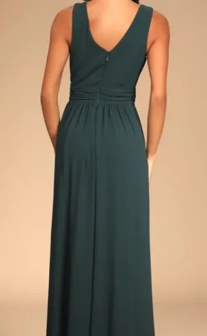 Lulus bridesmaids Thoughts of Hue Emerald Green Surplice Maxi Dress medium​​ thumbnail 3