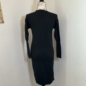 Wilfred Aritzia Merino Wool Button Front Cardigan Midi Dress Black Small 79082 thumbnail 5