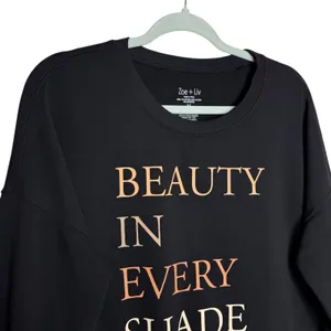 Zoe + Liv Beauty In Every Shade Graphic Sweatshirt Size Medium Black Loungewear thumbnail 2