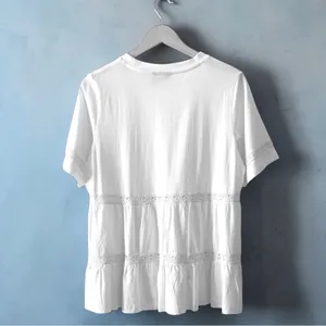 ASOS White Lace Trim Tiered Peplum Oversized Top Size 6 #cottagecore thumbnail 5