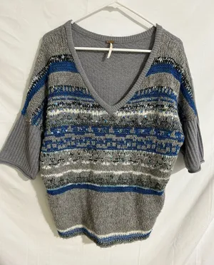 Free People Fair Isle Sequin Sweater‎ Size Small thumbnail 1