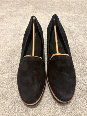 NWT Vionic Willa Wedge Black Suede Slip-On Loafers Comfort Shoes wedge heel 11 thumbnail 2