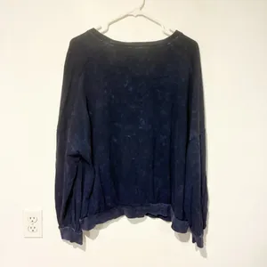 FREE PEOPLE Womens Medium Navy Acid Wash Long Sleeve Crew Neck Top thumbnail 6