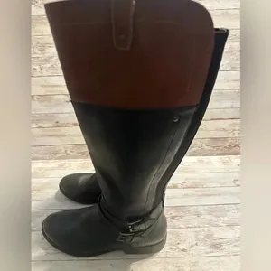 Marc Fisher Leather Riding Boots Women’s Size 8.5 M Two Toned Brown Black thumbnail 10