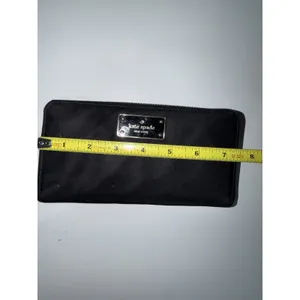 Kate Spade Black Nylon Zip Around Wallet Handbag Purse - Leather Zipper Pull‎ P thumbnail 8