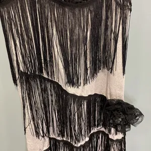 Flapper fringe dress! 1920s silver and black Halloween costume dress! thumbnail 4