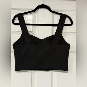 CAbi Jet Black Bralette Faux Leather Ponte Knit Stretch Top Women's Size M thumbnail 6