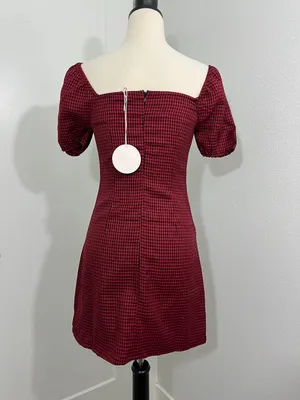Wild Honey Small Red & Black Buffalo Plaid Goth Mini Dress thumbnail 2
