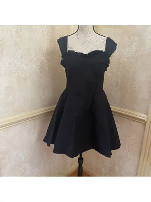 Free People Midnight Magic Mini Voluminous Black Dress Fairy Grunge Bohemian L thumbnail 7